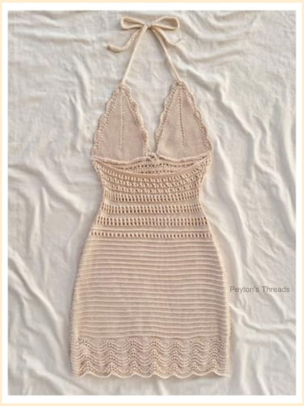 Crochet Halter Mini Dress Bodycon Knit Backless Summer Beach Festival Sundress - Picture 3 of 5